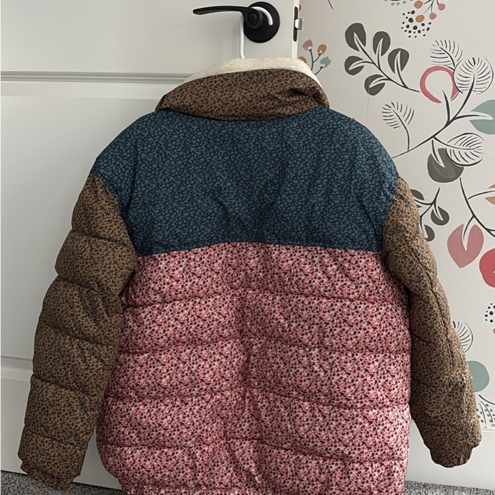 Universal Thread Womens Multicolor Patchwork Puffer Jacket - Picture 2 of 3